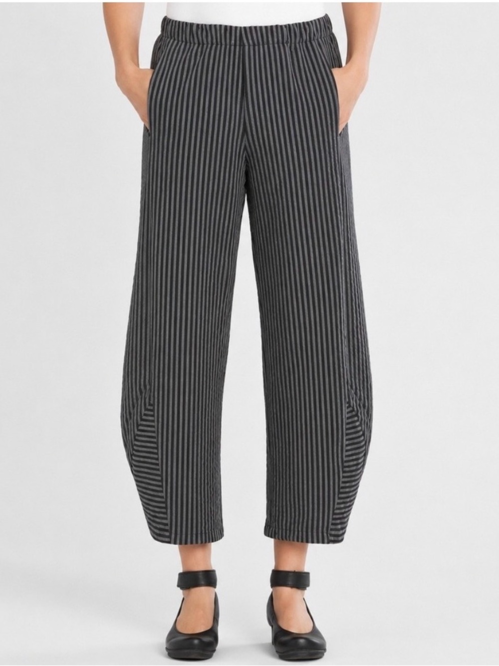 LISA BAYNE Ecole Stripe High Rise Lantern Pants Langenlook Barrel Size S